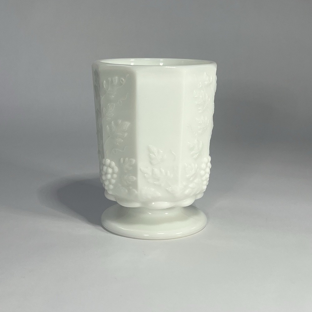 Vintage Westmoreland Milk Glass Open Sugar Bowl Cup Paneled Grape Vine USA PA 4" - Picture 2 of 11